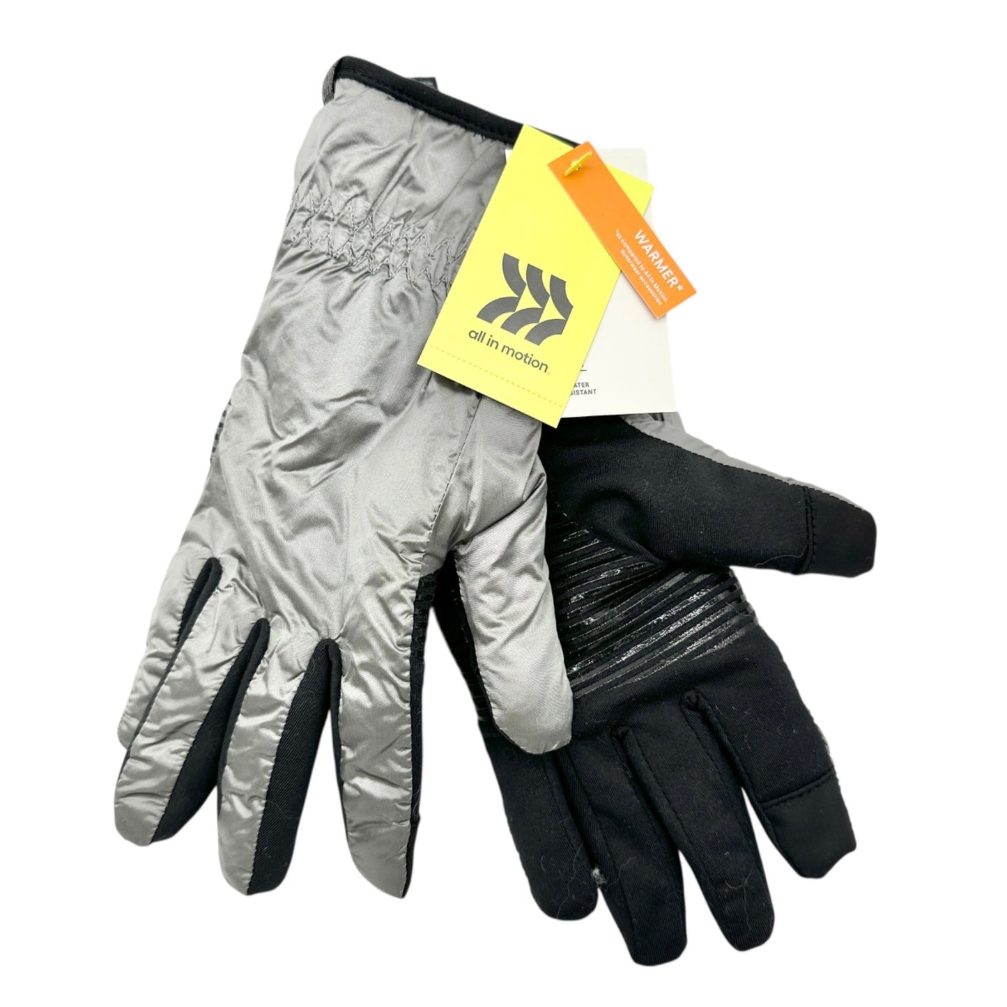 All In Motion Water-Resistant Winter Gloves S/M Silver Grip Palms Touchscreen