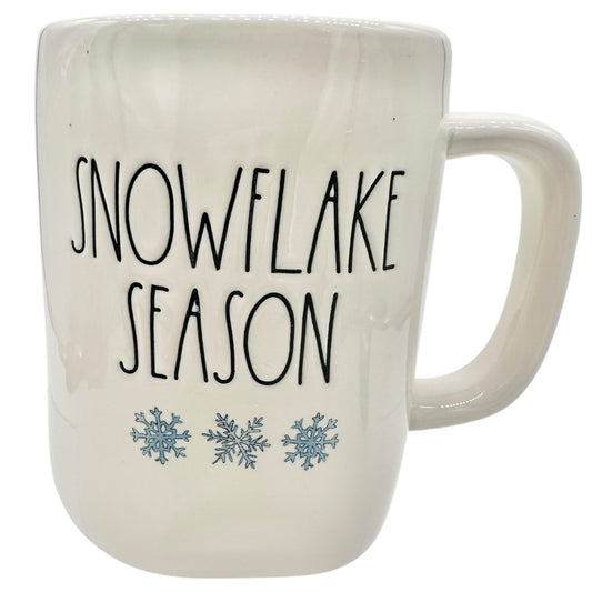 Rae Dunn Artisan Collection Snowflake Season Ceramic Mug 16 oz White Blue inside