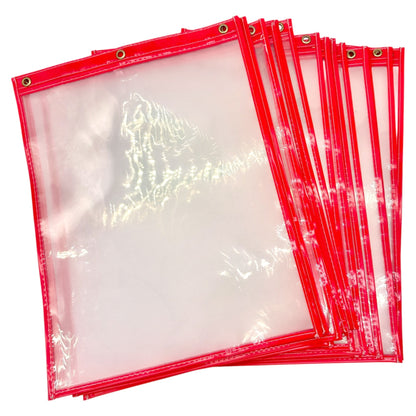 Lot Of 20 Plastic Job Jackets 3 Holes Top Opening Hot Pink Trim 15.5" X 12"