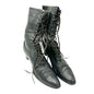 Vintage Queen Quality Black Leather Lace Up Victorian Boots Timeless -Sole 10”L