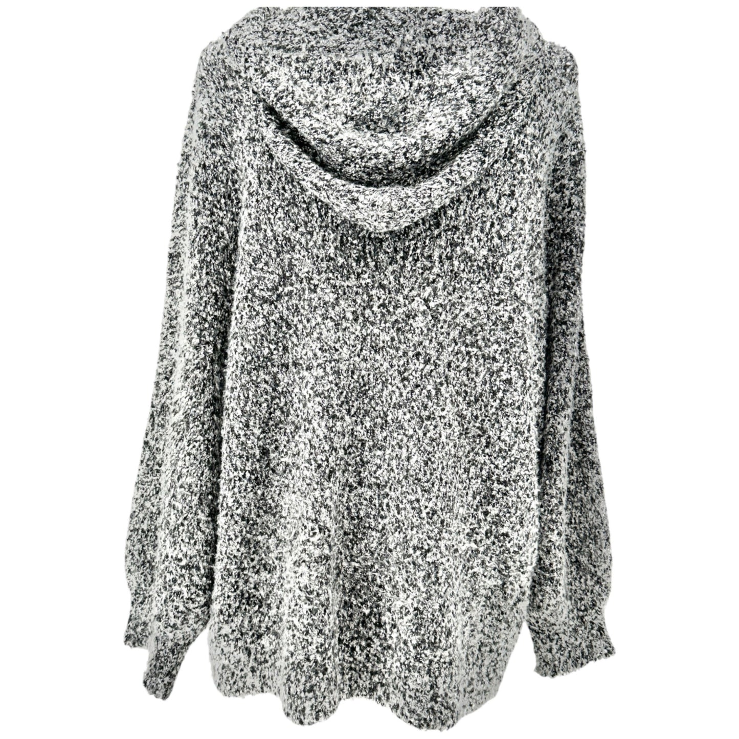 Ady P Hooded Sweater Womens 3X Black White Marled Long Sleeves Relaxed Fit Soft