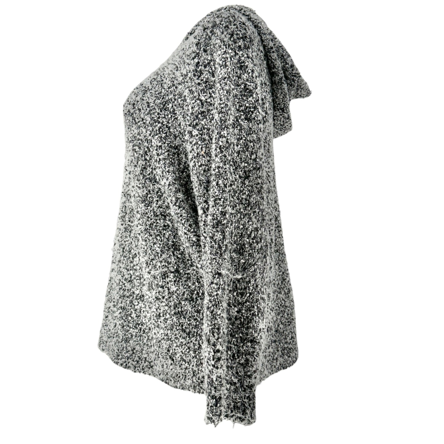 Ady P Hooded Sweater Womens 3X Black White Marled Long Sleeves Relaxed Fit Soft