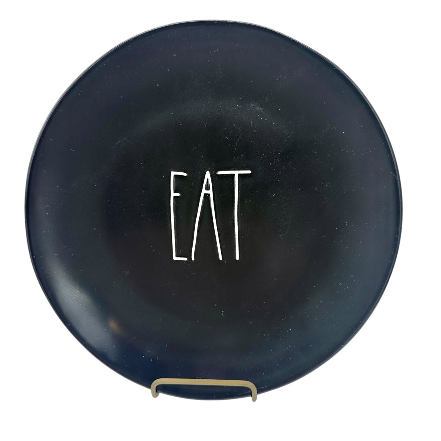 Rae Dunn Artisan Collection By Magenta Plate EAT 8 Inch Black Ceramic Lunch