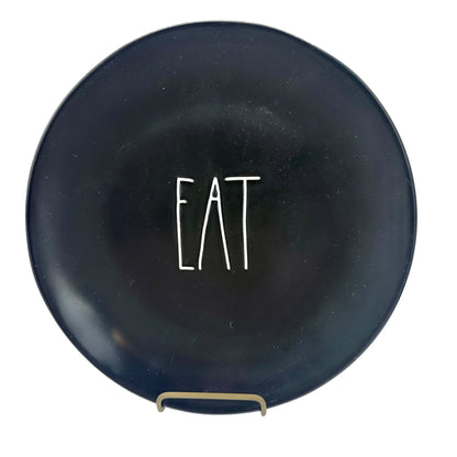 Rae Dunn Artisan Collection By Magenta Plate EAT 8 Inch Black Ceramic Lunch