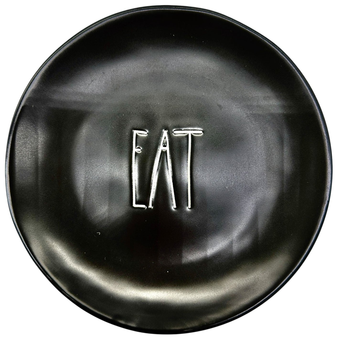 Rae Dunn Artisan Collection By Magenta Plate EAT 8 Inch Black Ceramic Lunch