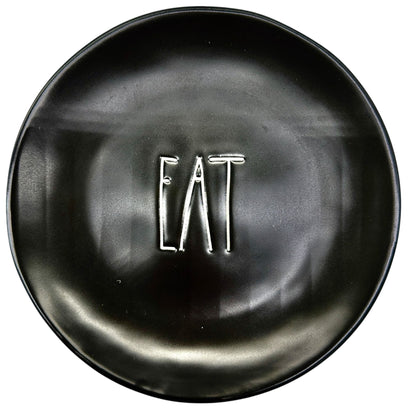 Rae Dunn Artisan Collection By Magenta Plate EAT 8 Inch Black Ceramic Lunch