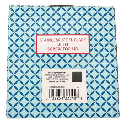 Party Time Stainless Steel Flask 6 Oz Pink With Colorful Banner Design Midwood