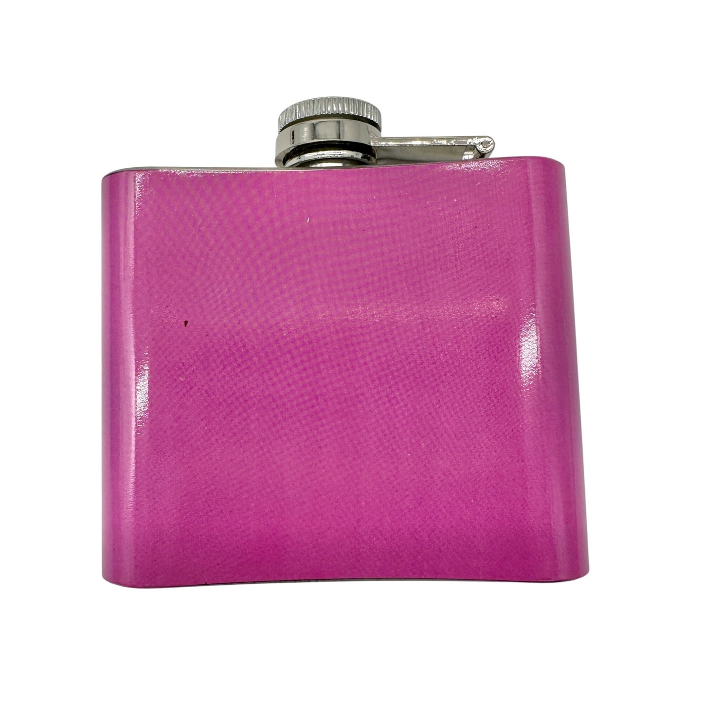 Party Time Stainless Steel Flask 6 Oz Pink With Colorful Banner Design Midwood
