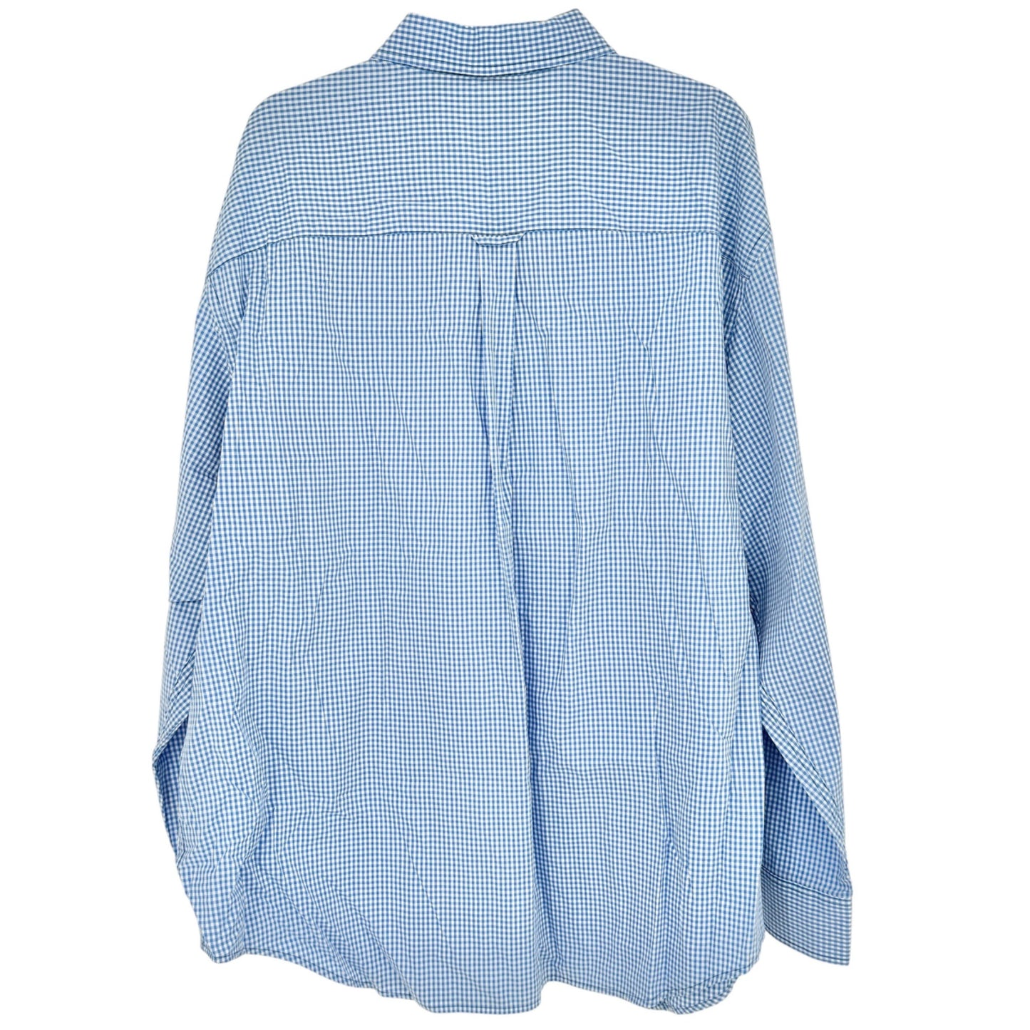 Izod Premium Essentials Button Down Shirt Mens 2XL Blue White Gingham Cotton LS
