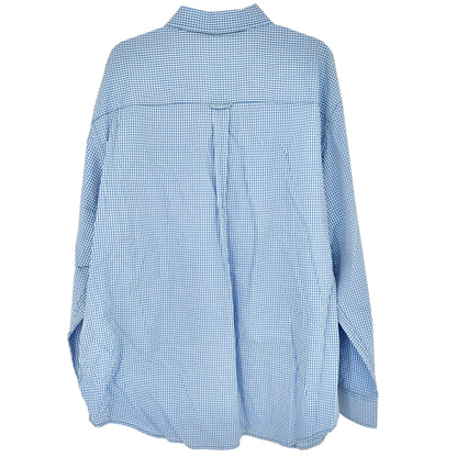Izod Premium Essentials Button Down Shirt Mens 2XL Blue White Gingham Cotton LS
