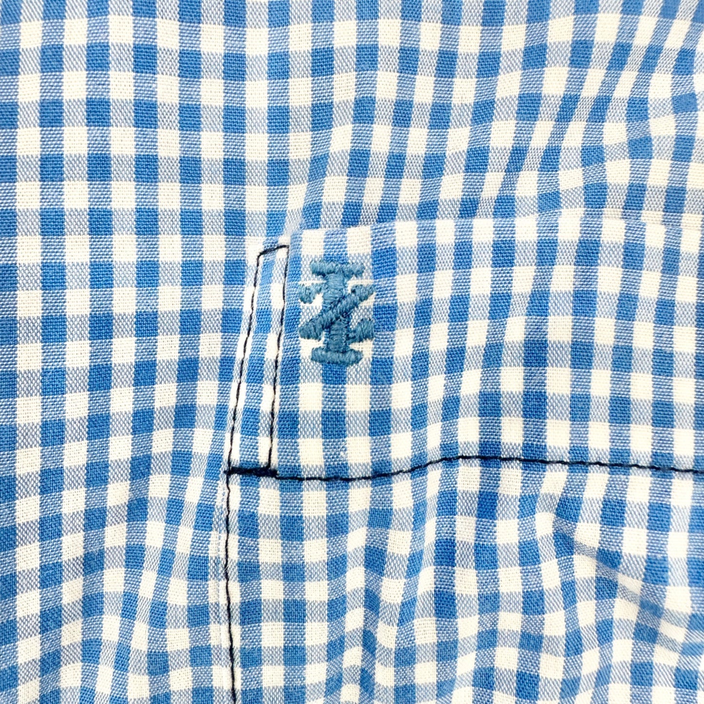 Izod Premium Essentials Button Down Shirt Mens 2XL Blue White Gingham Cotton LS
