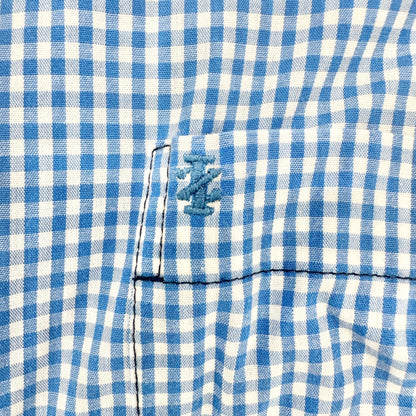 Izod Premium Essentials Button Down Shirt Mens 2XL Blue White Gingham Cotton LS