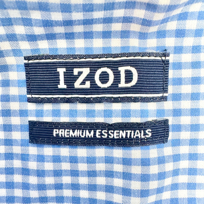 Izod Premium Essentials Button Down Shirt Mens 2XL Blue White Gingham Cotton LS