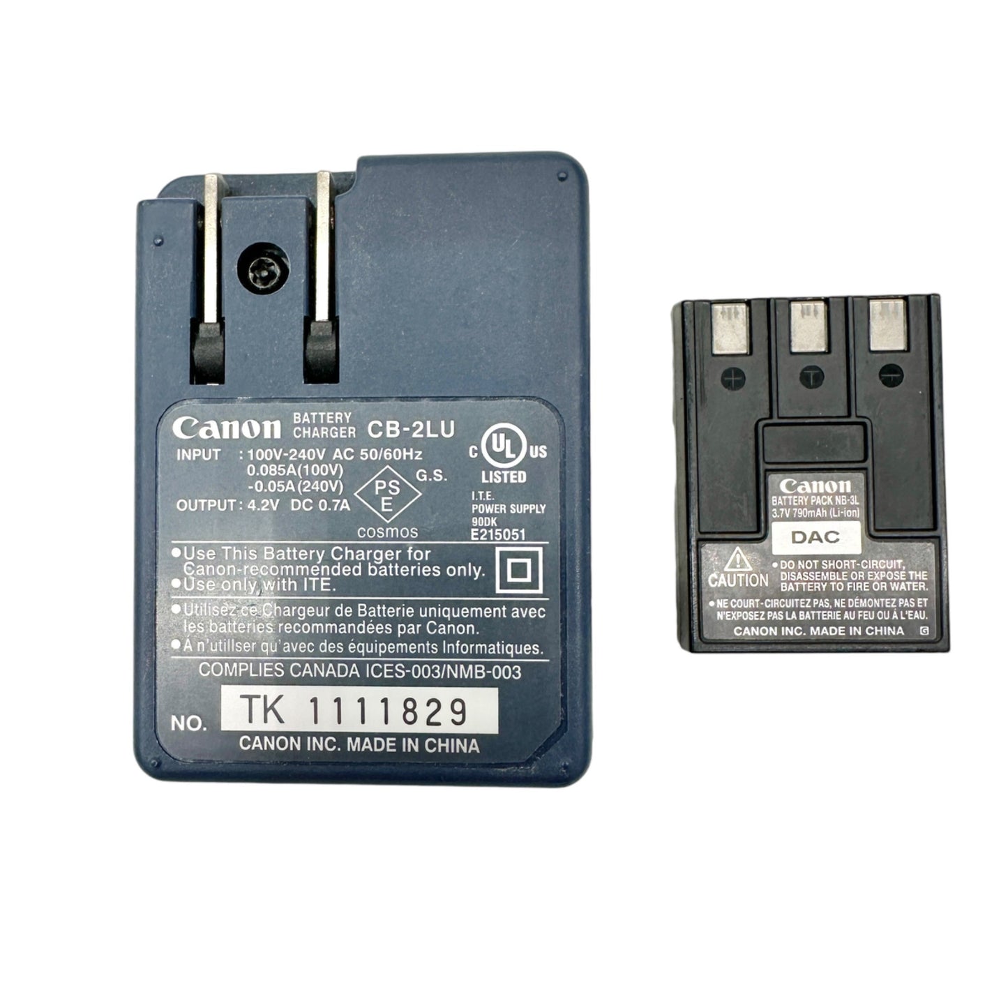 Canon CB-2LU Battery Charger and Li-Ion Battery Pack For Canon Cameras