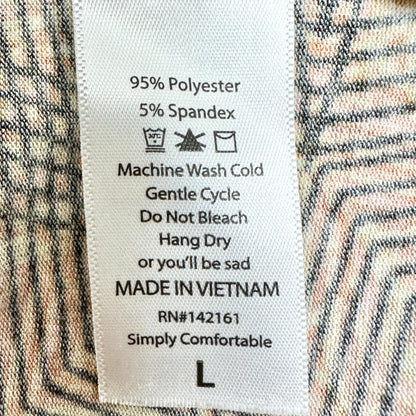 LuLaRoe Randy Top L Orange Gray Geometric Star Print 3/4 Sleeve Stretchy Shirt