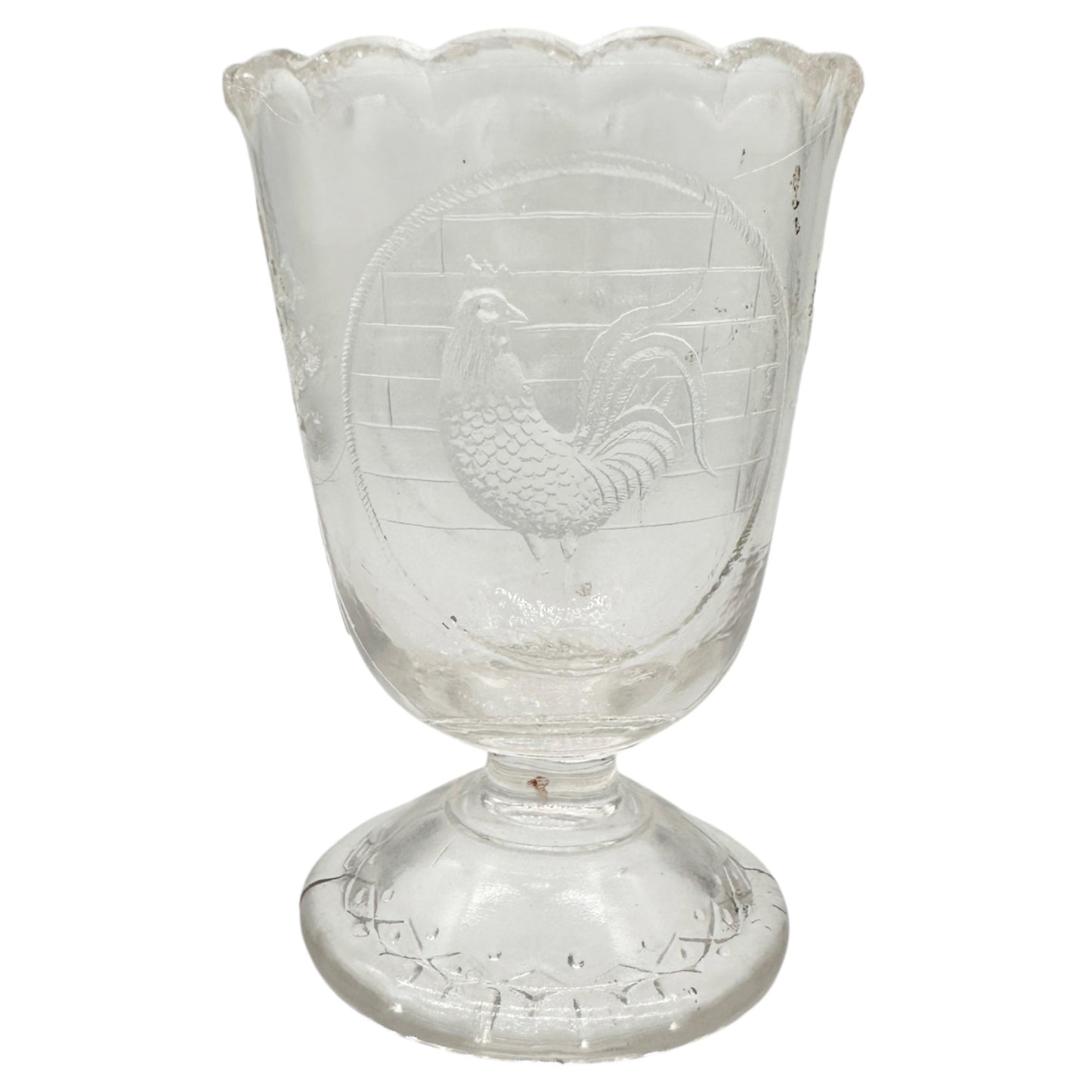 Rooster 4 Pc Vtg Childs Tableware Set King Glass Co 1890-91 Clear Pressed Glass