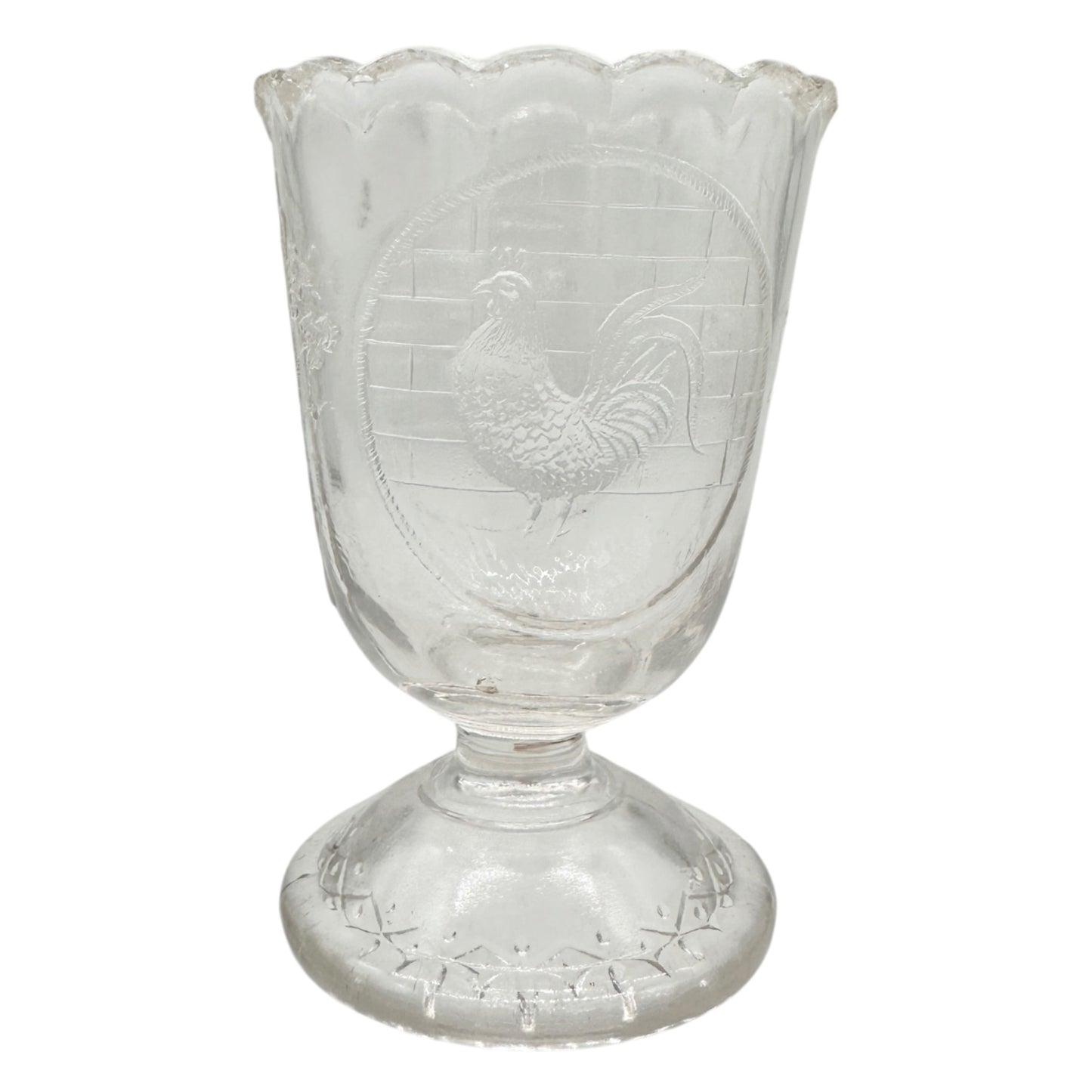Rooster 4 Pc Vtg Childs Tableware Set King Glass Co 1890-91 Clear Pressed Glass