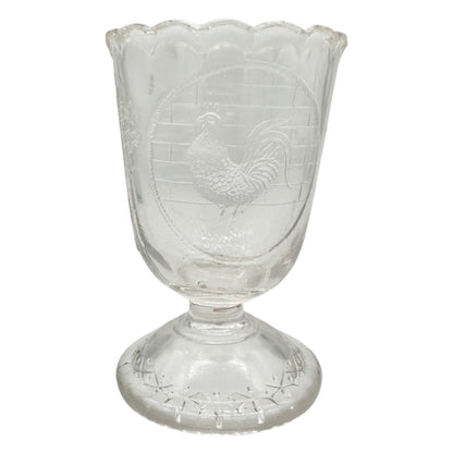Rooster 4 Pc Vtg Childs Tableware Set King Glass Co 1890-91 Clear Pressed Glass