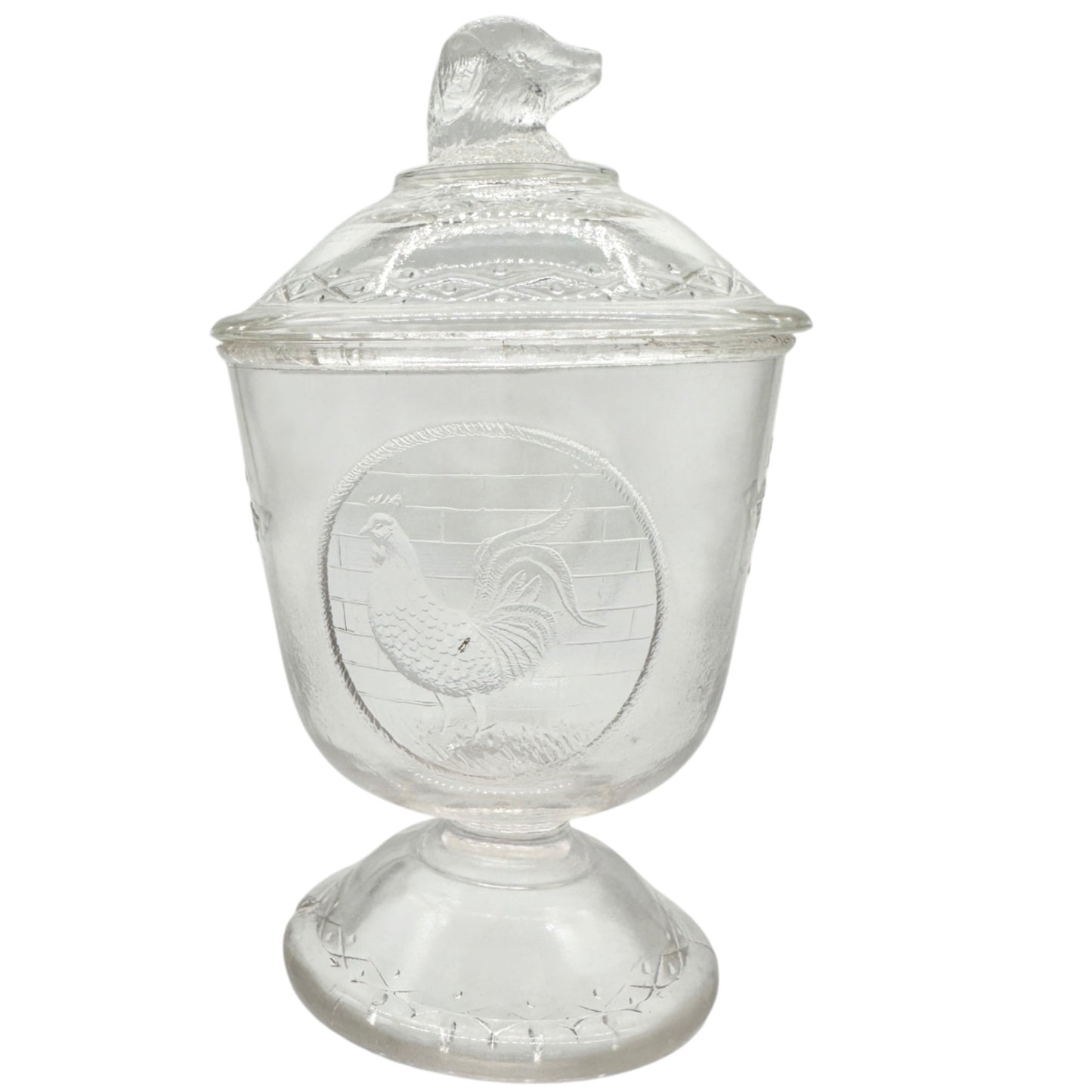 Rooster 4 Pc Vtg Childs Tableware Set King Glass Co 1890-91 Clear Pressed Glass