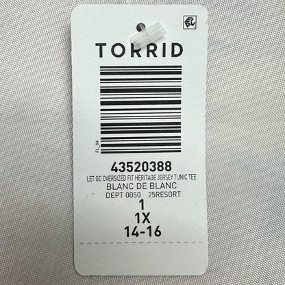 Torrid Let Go Of Expectations Oversized Fit Tunic Tee Blanc De Blanc 1X 14-16
