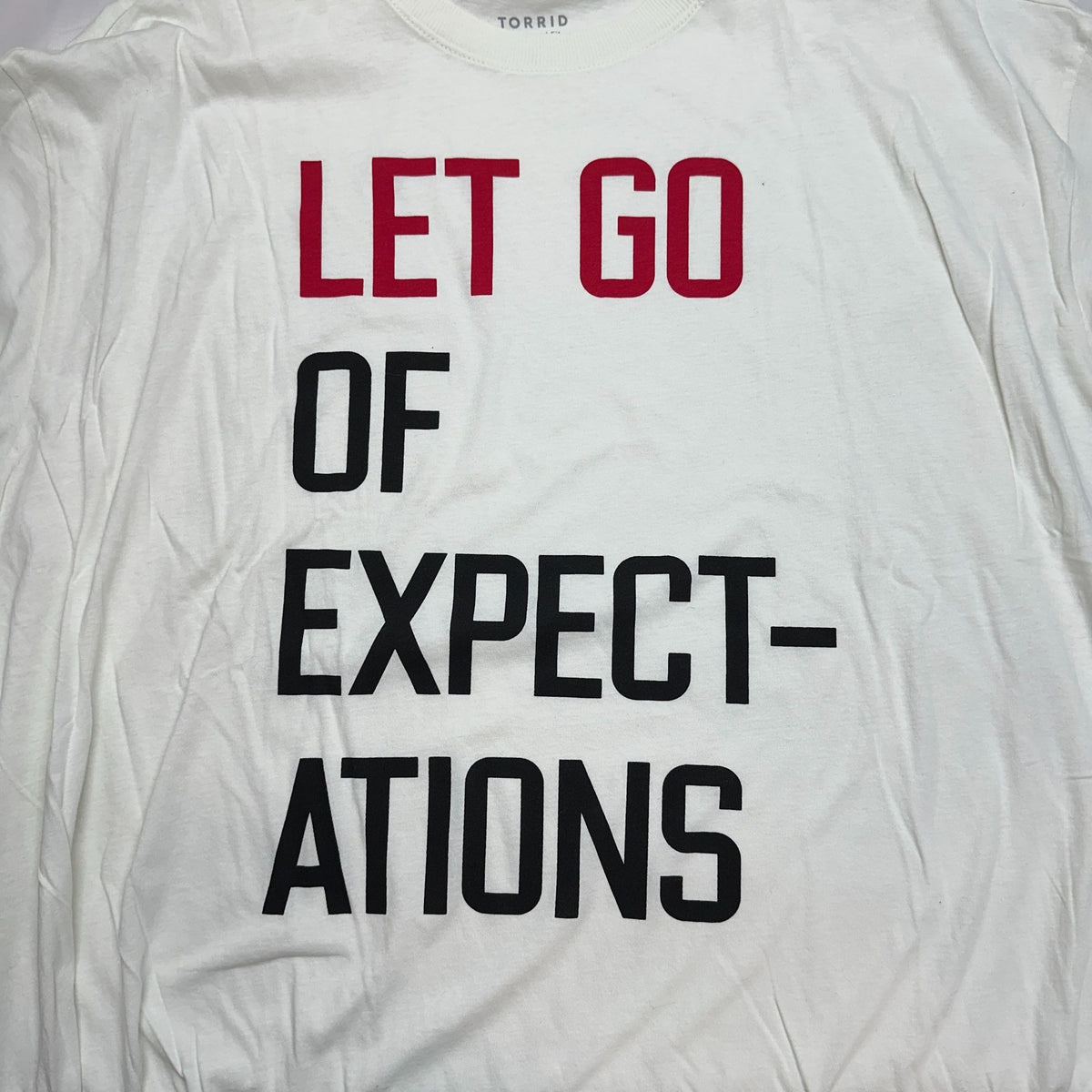 Torrid Let Go Of Expectations Oversized Fit Tunic Tee Blanc De Blanc 1X 14-16