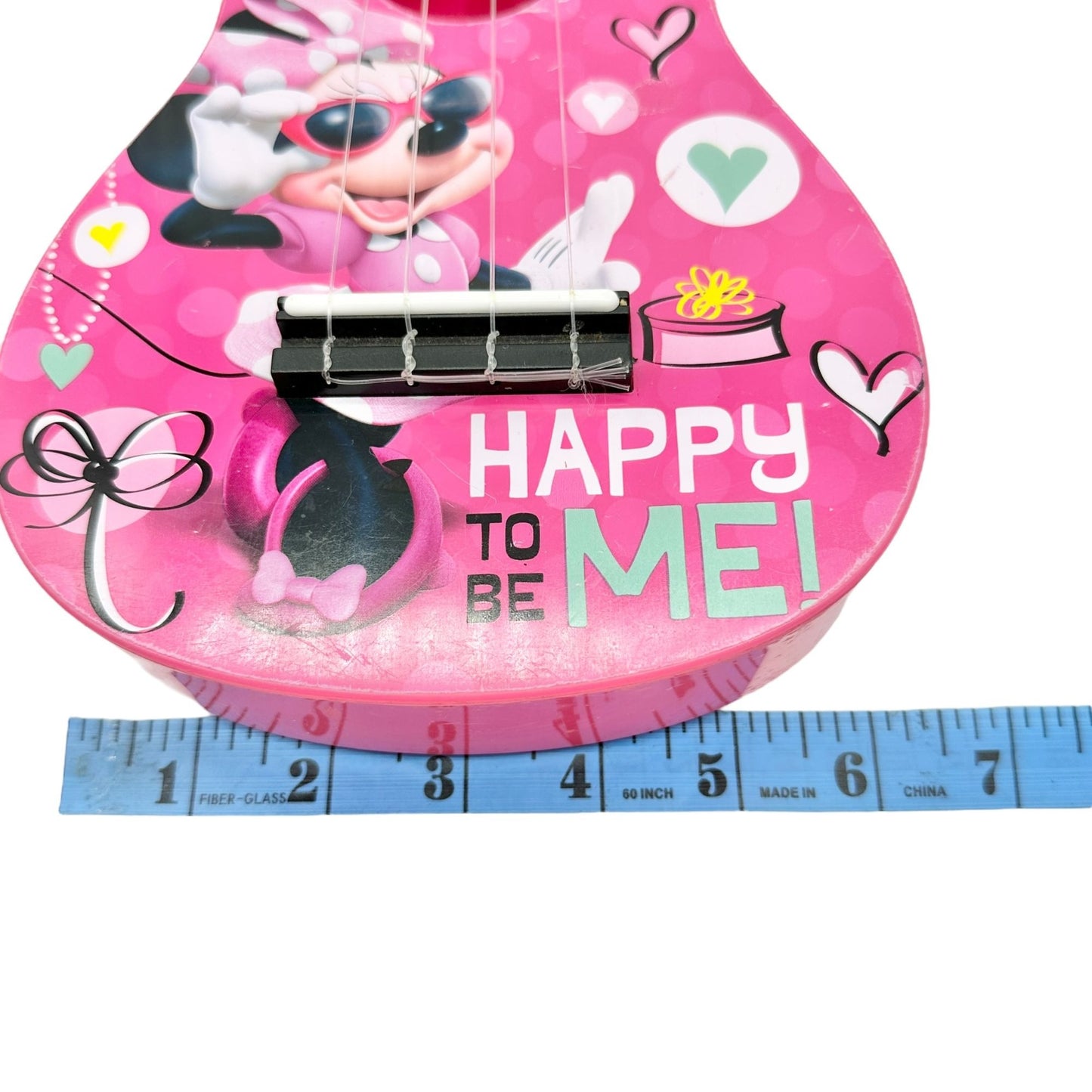 Disney Minnie Mouse Pink Ukulele By First Act For Kids With Heart & Bow Design