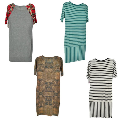 Lularoe Julia Dress Bundle M Stylish Patterns & Stripes Comfortable Knit Fabric