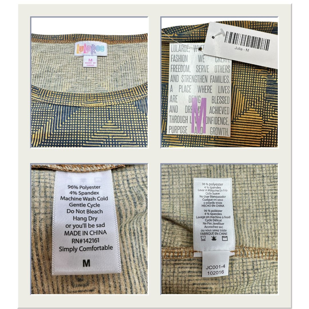 Lularoe Julia Dress Bundle M Stylish Patterns & Stripes Comfortable Knit Fabric