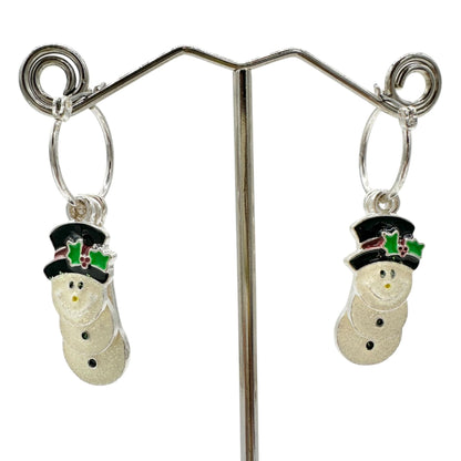 Earrings Pierced Snowman 1.5 Inch Drop Holiday Christmas