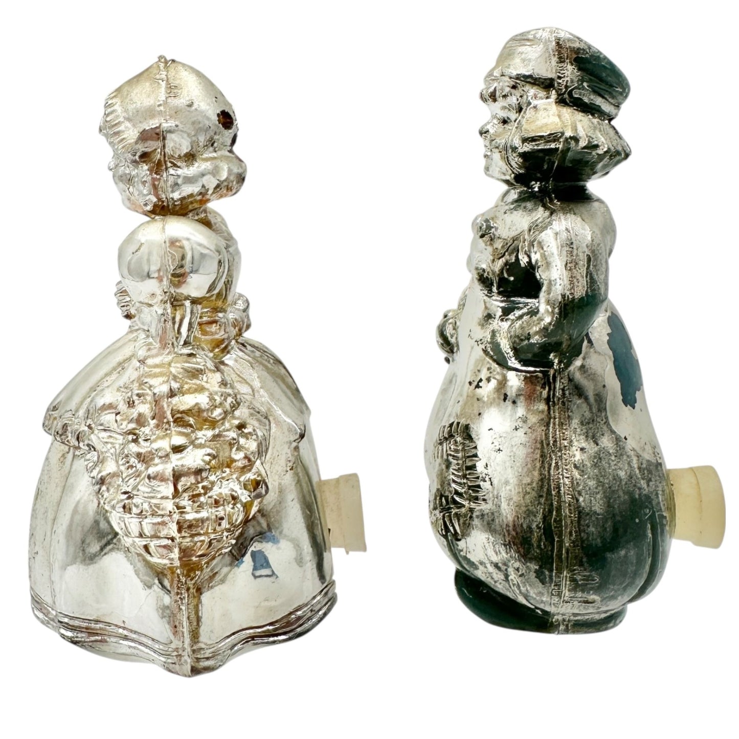 Vintage Silver Dutch Boy and Girl Salt and Pepper Shakers Plastic Collectible