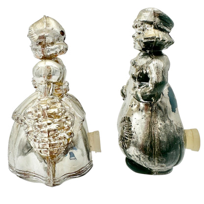 Vintage Silver Dutch Boy and Girl Salt and Pepper Shakers Plastic Collectible