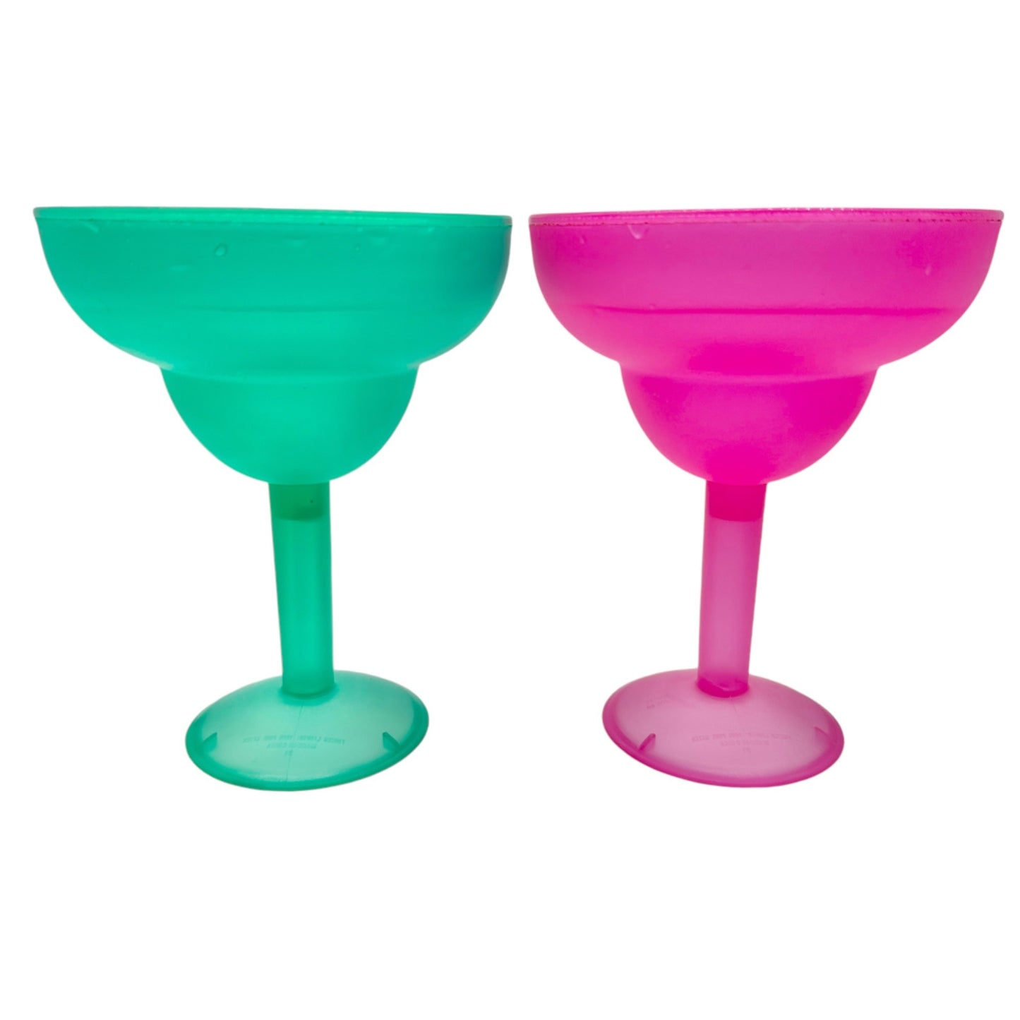 Frozen Liquid Margarita Glasses Set Of 2 13.5 Oz Pink and Green Freeze First