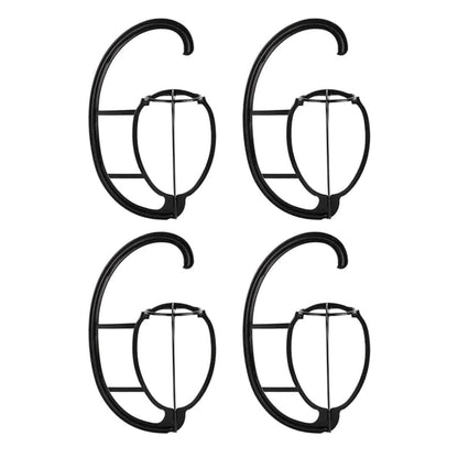 Hanging Wig Stands 4 Pack Black Plastic with Circular Fixing Ring For Storage