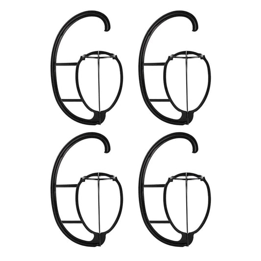 Hanging Wig Stands 4 Pack Black Plastic with Circular Fixing Ring For Storage