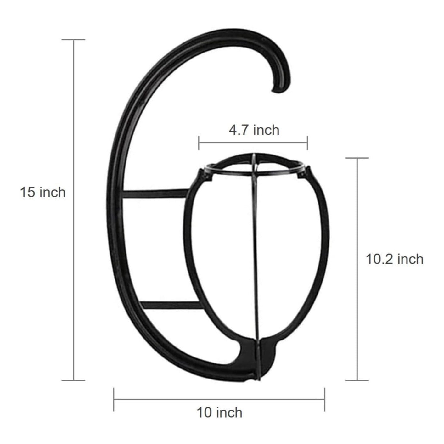 Hanging Wig Stands 4 Pack Black Plastic with Circular Fixing Ring For Storage