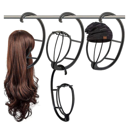 Hanging Wig Stands 4 Pack Black Plastic with Circular Fixing Ring For Storage