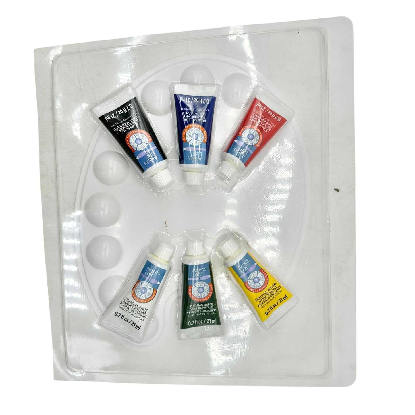 Artists Loft Acrylic Paint Set With Plastic Palette 6 Colors 0.7 Fl Oz Each New