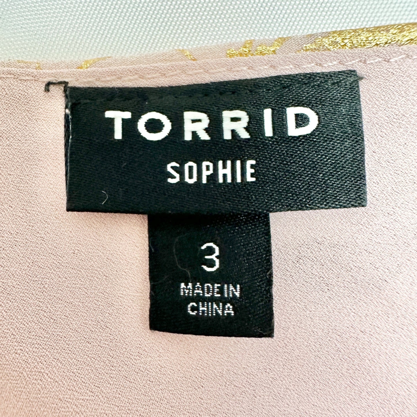 Torrid 3 Sophie Top Womens 22-24 Pink Floral Gold Foil Chiffon Swing Cami