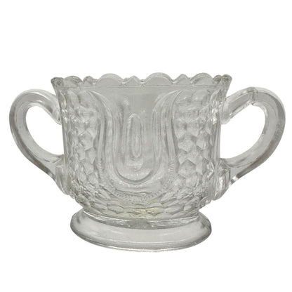 Tulip Honeycomb Etched Glass Sugar Bowl EAPG Antique Childrens Tableware 2.5"H