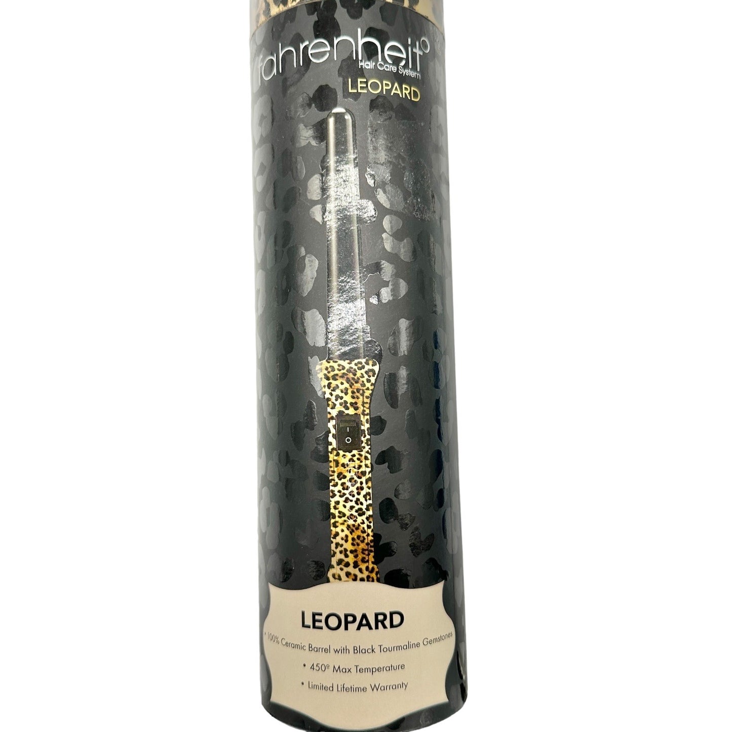 Fahrenheit Leopard Clipless Curling Wand Tourmaline Ceramic Barrel New Open Box