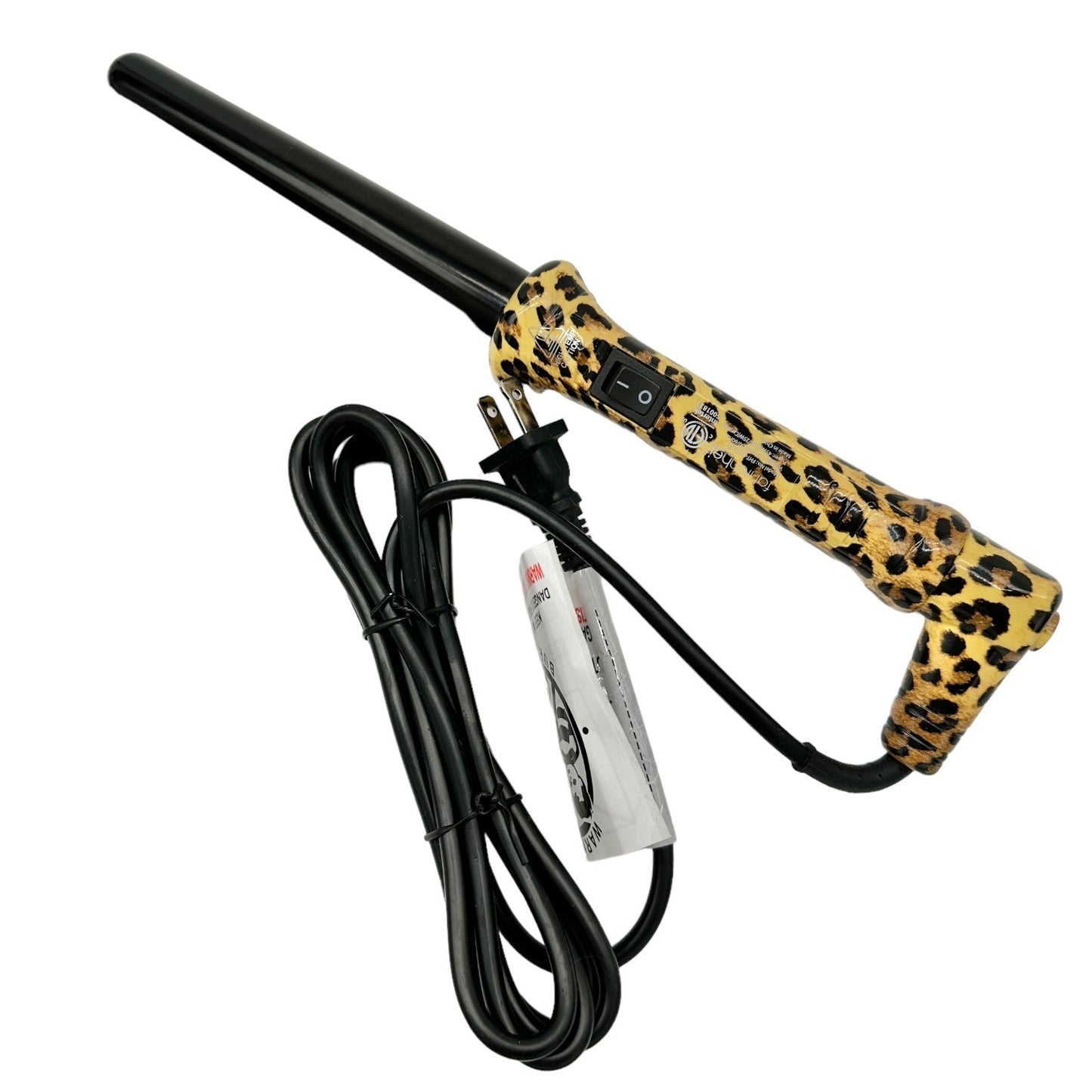 Fahrenheit Leopard Clipless Curling Wand Tourmaline Ceramic Barrel New Open Box