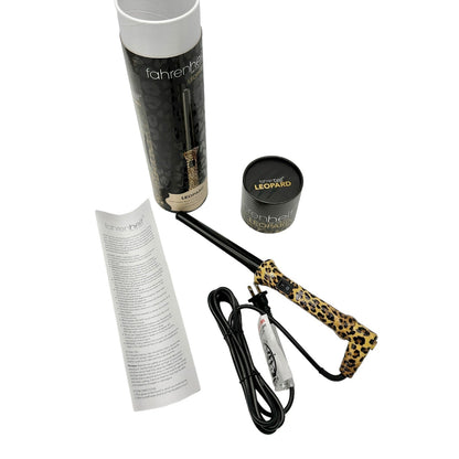 Fahrenheit Leopard Clipless Curling Wand Tourmaline Ceramic Barrel New Open Box