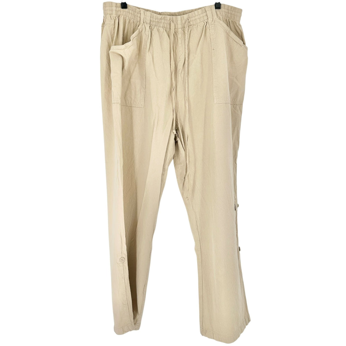 White Stag Plus Roll Tab Pants To Capris Elastic Waist Womens 18W/20W Cotton