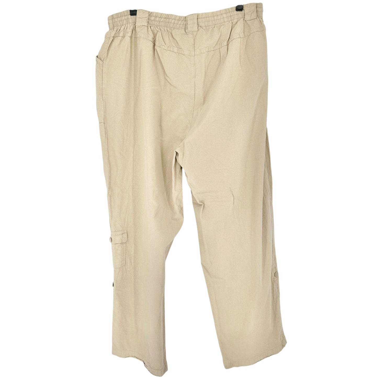 White Stag Plus Roll Tab Pants To Capris Elastic Waist Womens 18W/20W Cotton