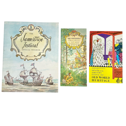 1957 Jamestown VA Festival Programs Trio Official Founders Old World Souvenir Ed