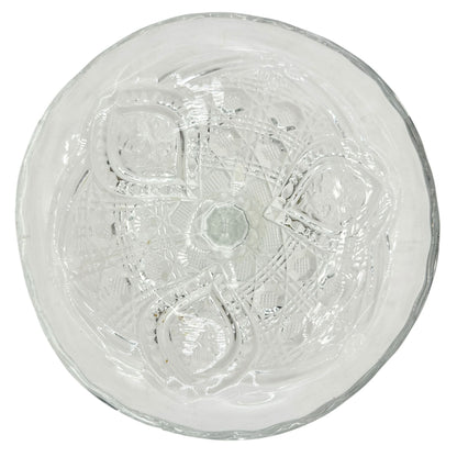 Buttons and Loops Cake Stand Etched EAPG Clear Glass Childrens Tableware 6" Dia