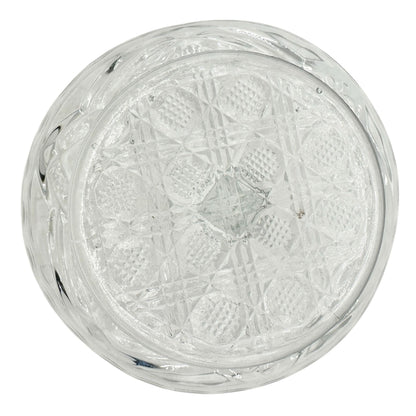 Buttons and Loops Cake Stand Etched EAPG Clear Glass Childrens Tableware 6" Dia