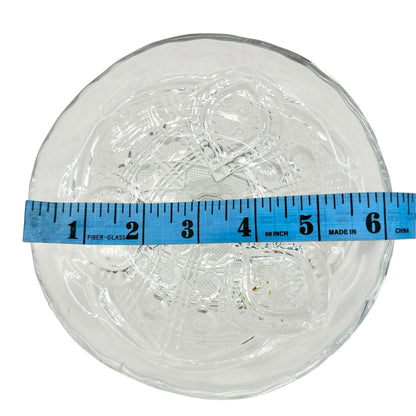 Buttons and Loops Cake Stand Etched EAPG Clear Glass Childrens Tableware 6" Dia