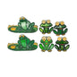 Set Of 6 Green Frog Suncatcher Metal and Enamel Ornaments With Glitter Finish