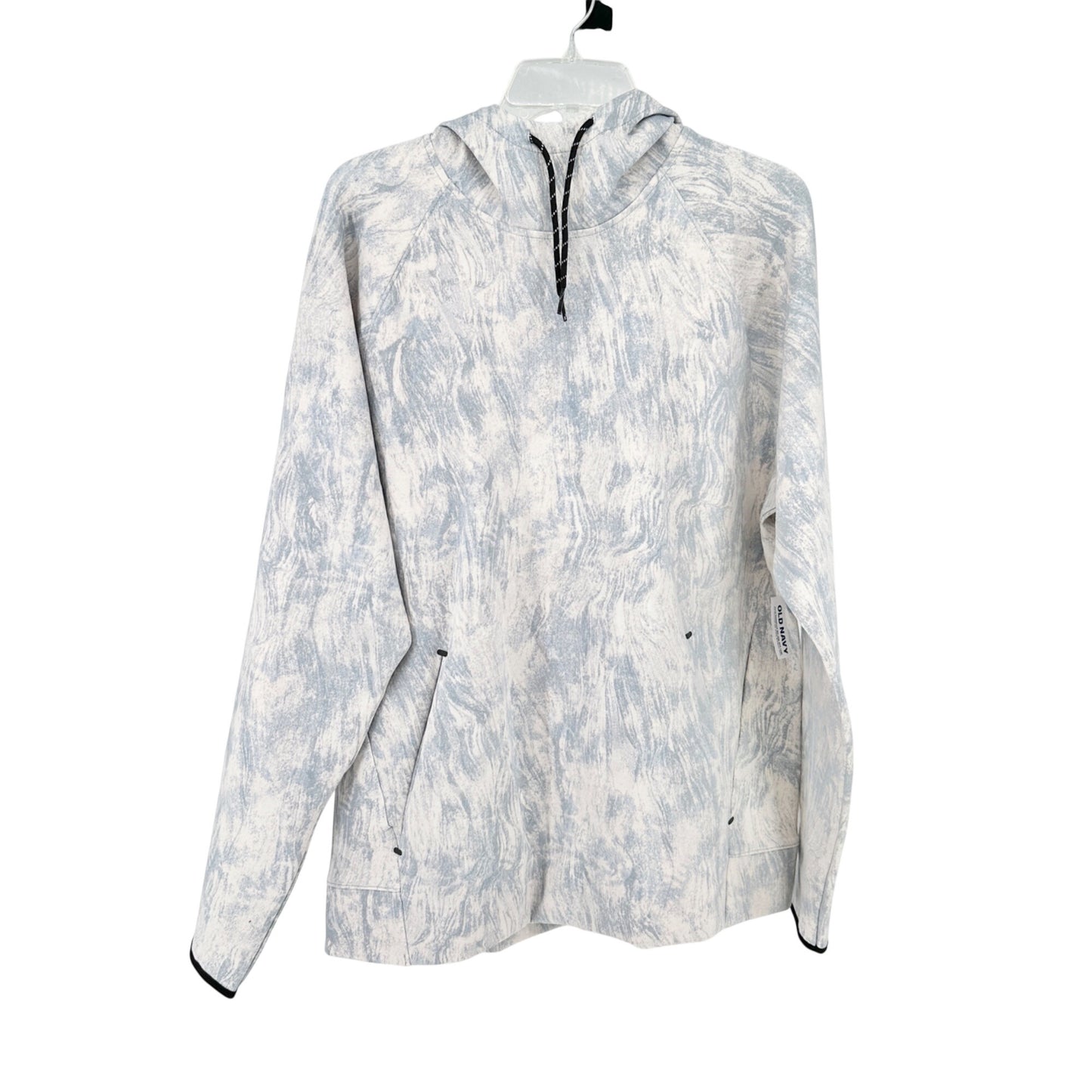 Old Navy Active Dynamic Fleece Pullover Hoodie Size L Blue White Abstract Print